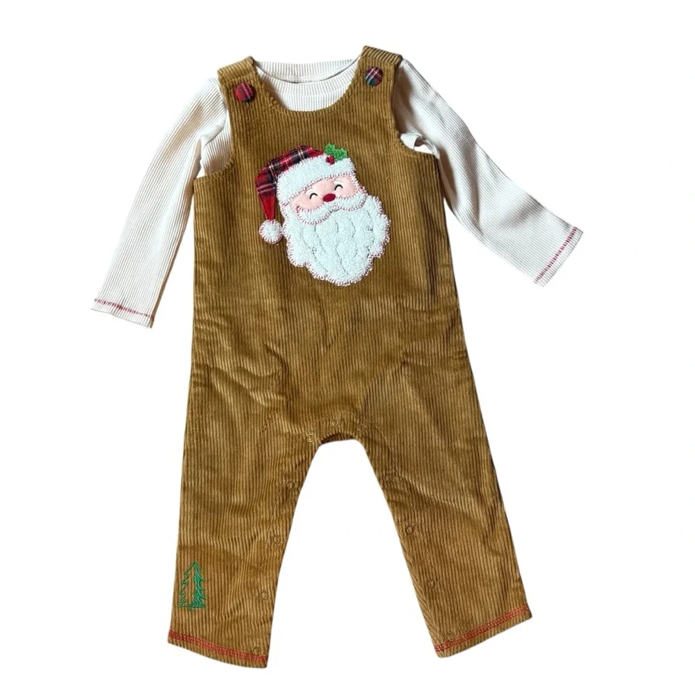 Mudpie Santa Baby‎ Corduroy Overalls NWT Size 9-12 months